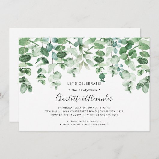 Greenery Wedding Reception slechts Kaart (Voorkant / Achterkant)