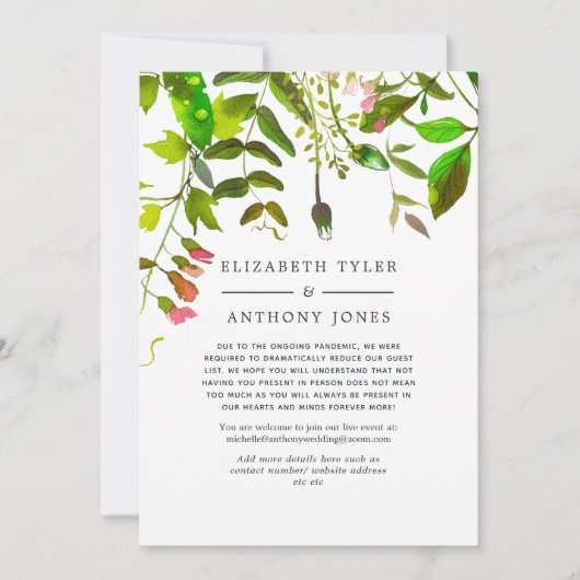 Greenery Wedding Reduced Guest List Aankondiging (Voorkant)