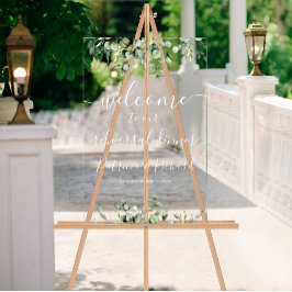 Greenery Wedding Rehearsal Dinner Welcome Sign Acryl Bord