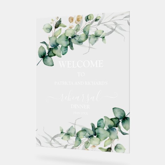 Greenery Wedding Rehearsal Dinner Welcome Sign Acryl Bord (Hoek)