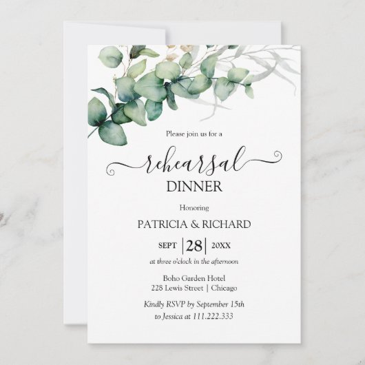 Greenery Wedding repetitie diner Kaart (Voorkant)