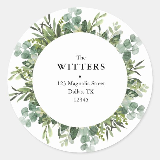 Greenery Wedding Return Address Labels (Voorkant)