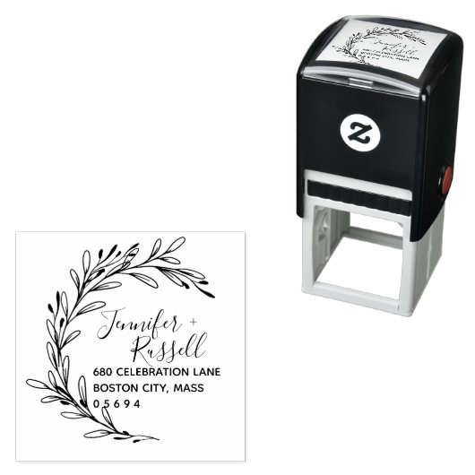 Greenery Wedding Return-adres Zelfinktende Stempel (In situ)