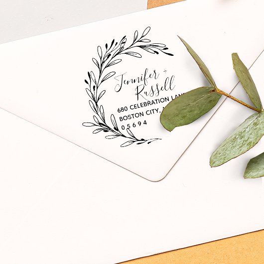 Greenery Wedding Return-adres Zelfinktende Stempel