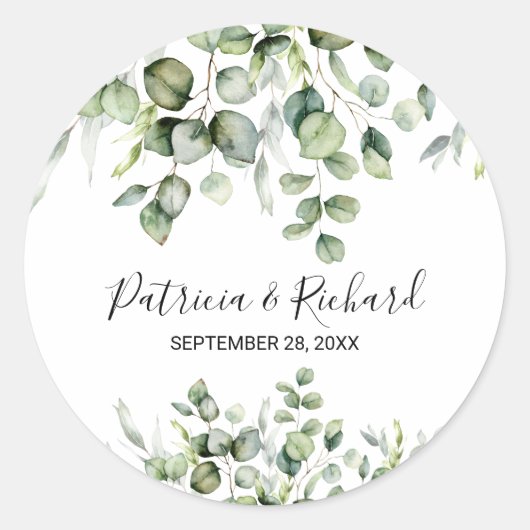Greenery Wedding Ronde Sticker (Voorkant)