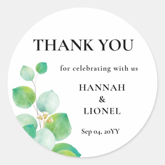 Greenery Wedding Ronde Sticker (Voorkant)