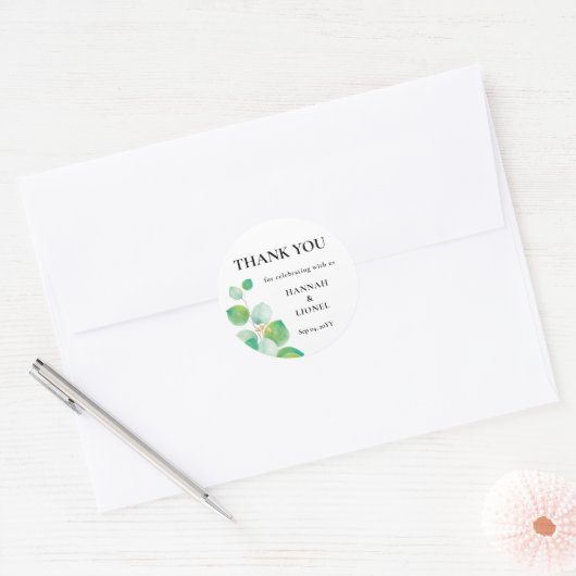 Greenery Wedding Ronde Sticker (Envelop)