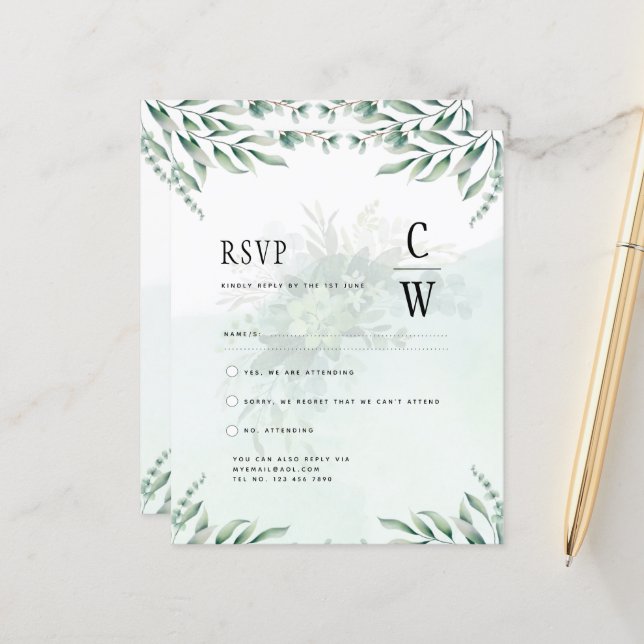 Greenery Wedding RSVP BUDGET (Voorkant / Achterkant in situ)