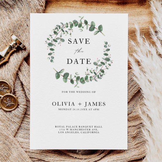 Greenery Wedding Save the Date Invitation Kaart