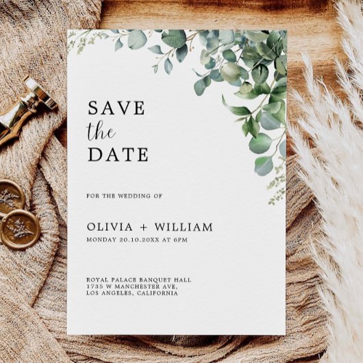 Greenery Wedding Save the Date Invitation Kaart