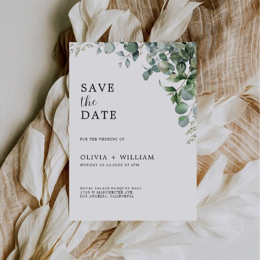 Greenery Wedding Save the Date Invitation Kaart