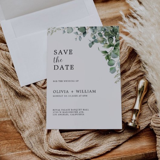 Greenery Wedding Save the Date Invitation Kaart
