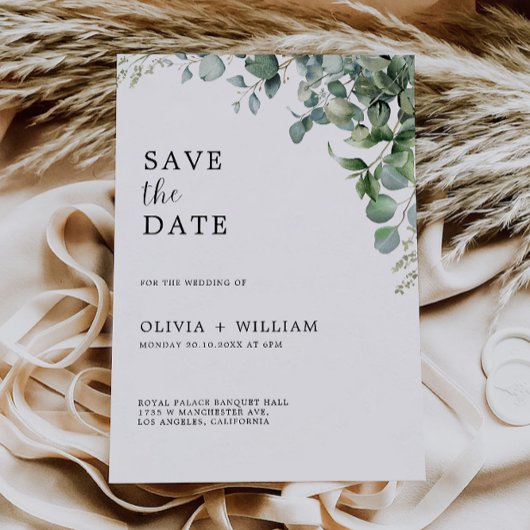 Greenery Wedding Save the Date Invitation Kaart