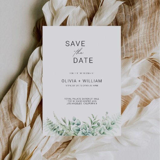 Greenery Wedding Save the Date Invitation Kaart