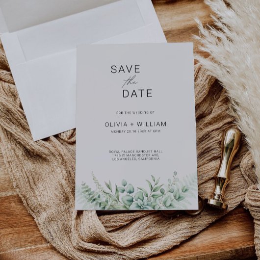 Greenery Wedding Save the Date Invitation Kaart