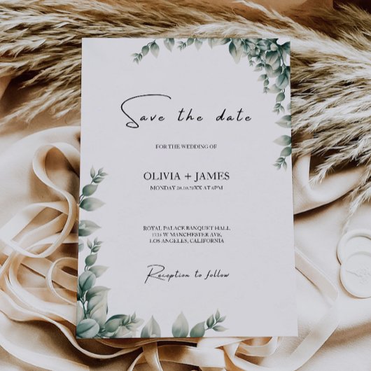 Greenery Wedding Save the Date Invitation Kaart