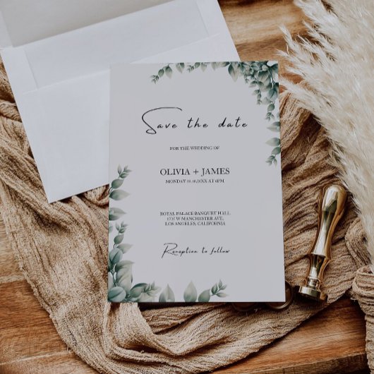 Greenery Wedding Save the Date Invitation Kaart
