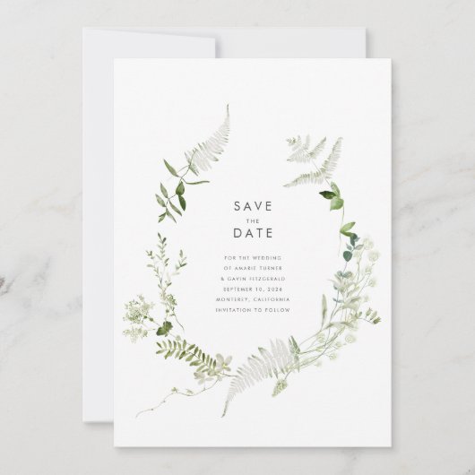 Greenery Wedding Save the Date Kaart (Voorkant)