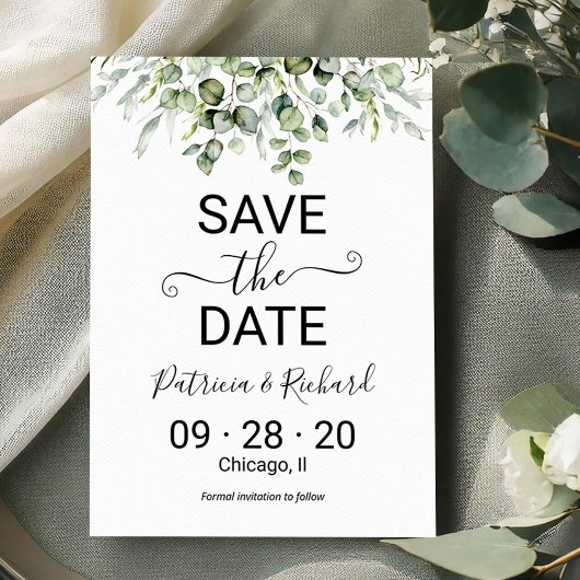 Greenery Wedding Save the Date Kaart