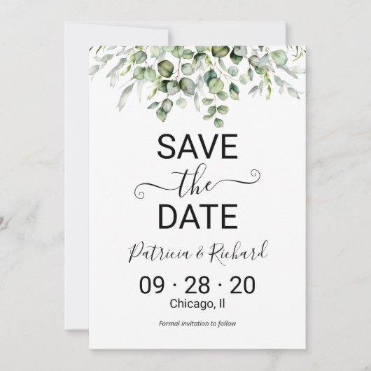 Greenery Wedding Save the Date Kaart (Voorkant)
