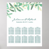 Greenery Wedding Seating Chart Portret 10 Tables Poster (Voorkant)