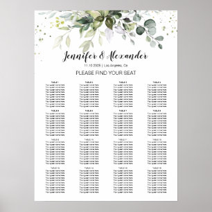 Greenery Wedding Seating Chart Poster