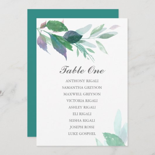 Greenery Wedding Seating Chart, Table Plan Kaart (Voorkant / Achterkant)
