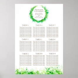 Greenery Wedding Seating Table Planner 1-9 tafels Poster
