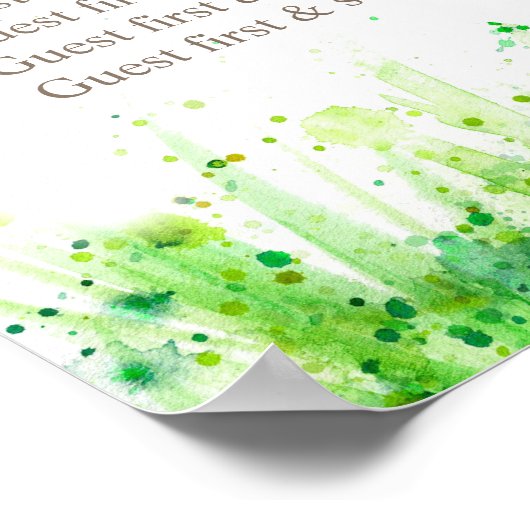 Greenery Wedding Seating Table Planner 1-9 tafels Poster (Hoek)