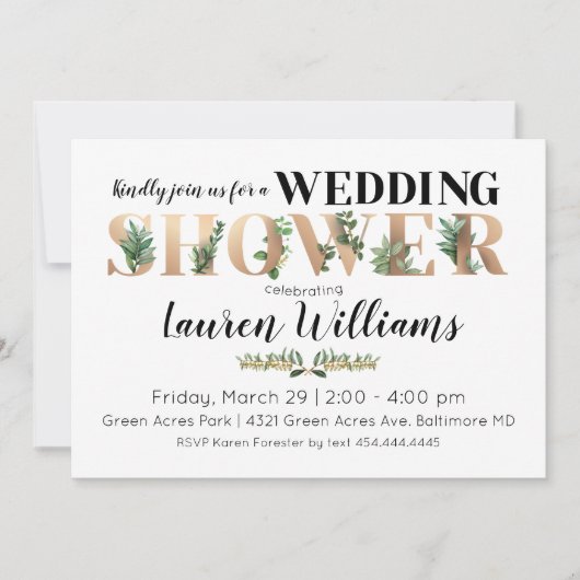 Greenery Wedding Shower-uitnodiging Kaart (Voorkant)