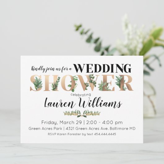 Greenery Wedding Shower-uitnodiging Kaart (Staand voorkant)