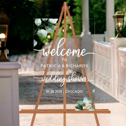 Greenery Wedding Shower Welkom Acryl Bord