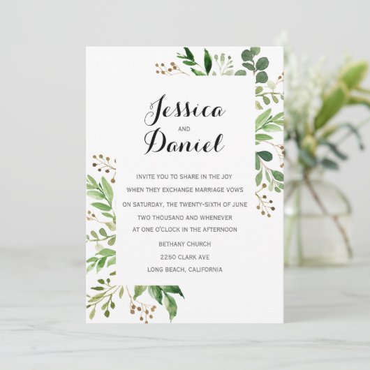 Greenery Wedding Sjablonen Kaart (Staand voorkant)