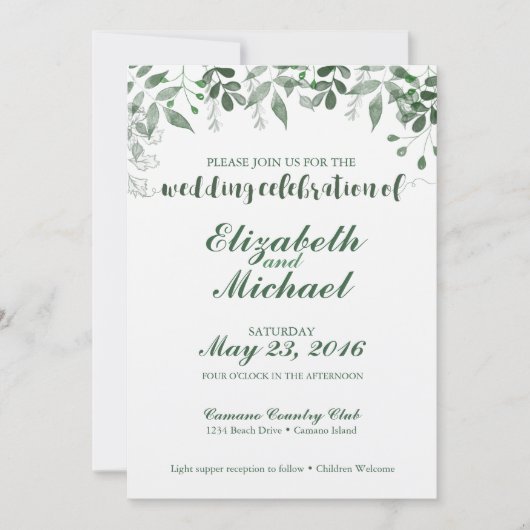 Greenery Wedding Sjabloon Kaart (Voorkant)