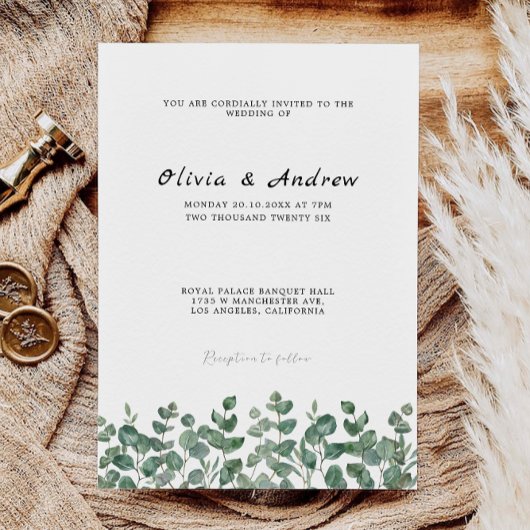 Greenery Wedding Sjabloon Kaart