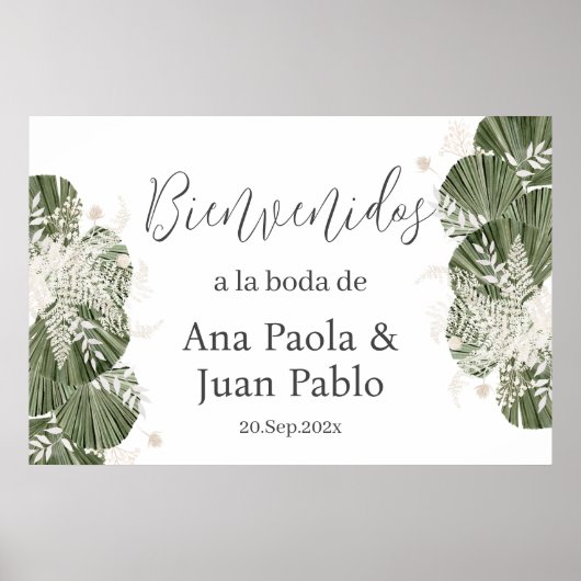 Greenery Wedding Spaans Welkomstbord Poster (Voorkant)