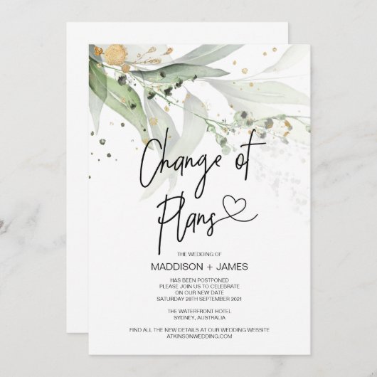Greenery Wedding Uitgestelde Notities Wijziging va Kaart (Voorkant / Achterkant)