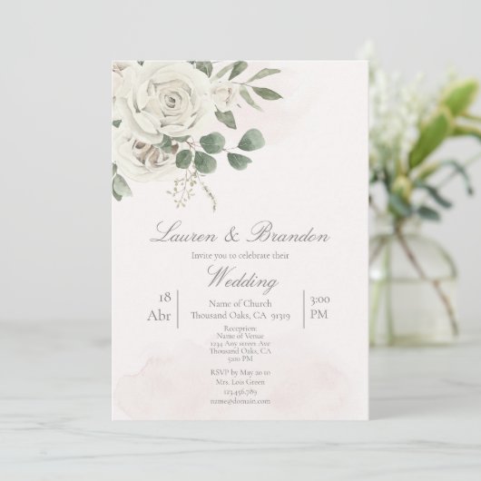 Greenery Wedding-uitnodiging Kaart (Staand voorkant)