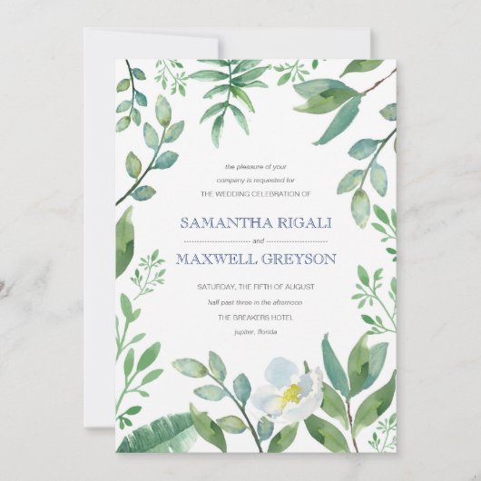 Greenery Wedding Uitnodiging, Tuin Bruiloften Kaart (Voorkant)