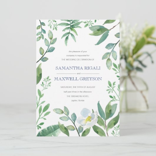 Greenery Wedding Uitnodiging, Tuin Bruiloften Kaart (Staand voorkant)