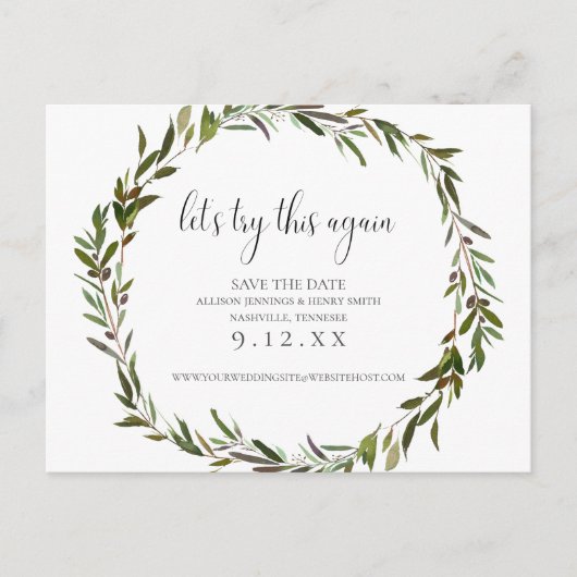 Greenery Wedding verander de datum van aankondigin Aankondigingskaart (Voorkant)