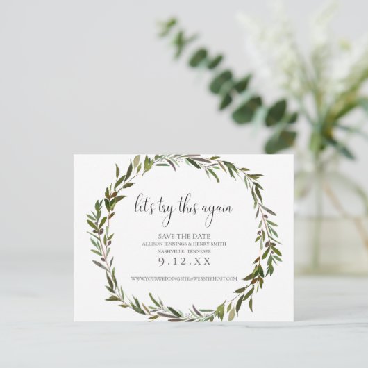 Greenery Wedding verander de datum van aankondigin Aankondigingskaart (Staand voorkant)