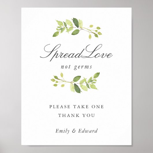 Greenery Wedding Vrijgezellenfeest Face Mask Sign Poster (Voorkant)