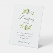 Greenery Wedding Vrijgezellenfeest Sanitizing Stat Reclamebord Met Voetstuk (Voorkant)