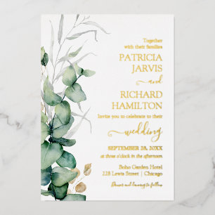 Greenery Wedding Waterverf Eucalyptus Folie Uitnodiging