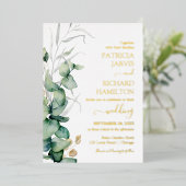 Greenery Wedding Waterverf Eucalyptus Folie Uitnodiging (Staand Voorkant)