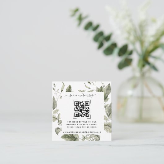Greenery Wedding Website | QR-code Informatiekaartje (Staand voorkant)