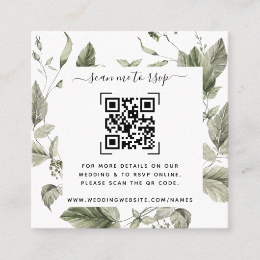 Greenery Wedding Website | QR-code Informatiekaartje (Voorkant)