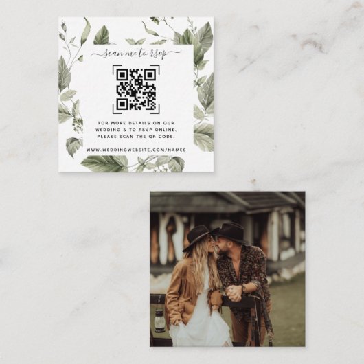 Greenery Wedding Website | QR-code Informatiekaartje (Voorkant / Achterkant)