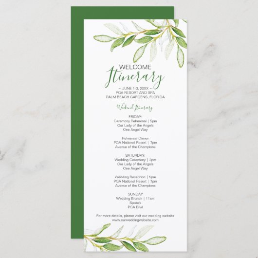 Greenery Wedding Weekend Reisroute voor gasten (Voorkant / Achterkant)